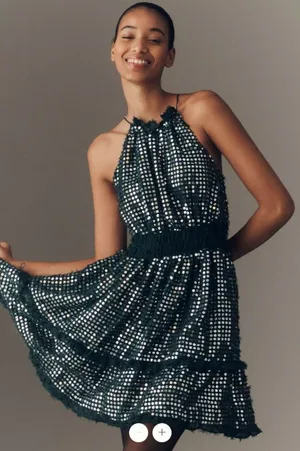 Anthropologie Somerset Shine Mini Halter Dress thumbnail 1