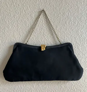 Vintage satin evening bag black thumbnail 1