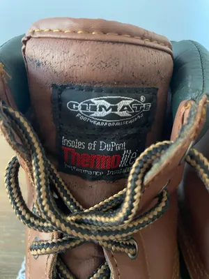 Climate Insoles of DuPont Brown Leather Green Duck Boots Size 6.5 Thermolite thumbnail 4