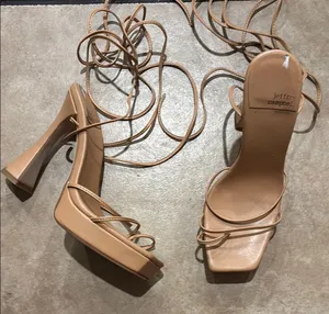 Jeffrey Campbell Platform Nude Lace Up Heels thumbnail 1