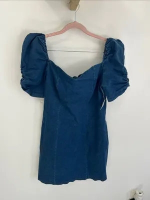 Alpha & Omega Stretch Denim Puff Sleeve Mini Dress thumbnail 3