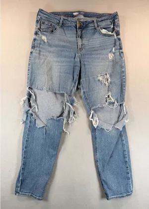 Old Navy Rockstar Super Skinny Mid-Rise Distressed Blue Jeans Womens 16 Ligh thumbnail 1