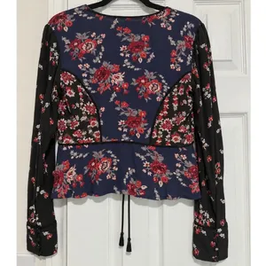 Free People Way The World Turns Floral Tie Front Blouse Top Boho Small thumbnail 5