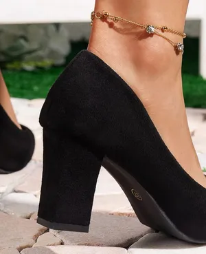 SheIn Pointed Toe Faux Suede Chunky Heeled Pumps thumbnail 4