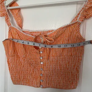 Orange Gingham Ruffle Strap Top thumbnail 8