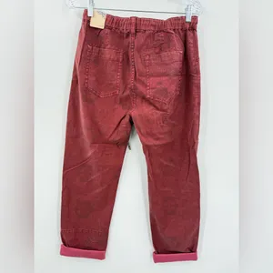 Anthropologie Pilcro‎ NWT The Trailblazer Patchwork Pants Burgundy Size XS thumbnail 3