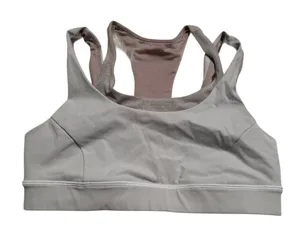 Lululemon Women's Size 8 Glide and Stride Bra Light Gray Mauve Mesh Polka Dots thumbnail 1