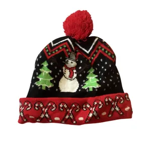 Christmas Themed Pom Beanie Black thumbnail 2