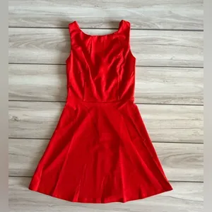 RIHOAS The Red Boat Neck High Waisted Mini Dress Small Red NWT IN PACKAGE thumbnail 3