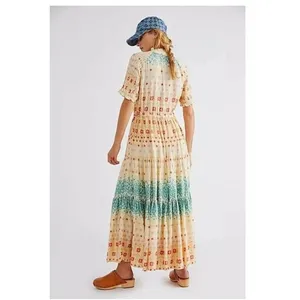 Free People Rare Feeling Cloud Combo Printed Tiered Floral Maxi Dress Size S thumbnail 3