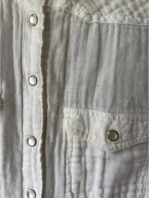 BDG White Button-Up Long Sleeve Shirt, Medium thumbnail 6
