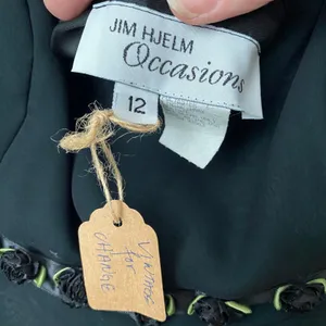 Jim Hjelm 12 Black Gown Rosette Empire Waist Chiffon Maxi Dress‎ Occasions Goth thumbnail 5
