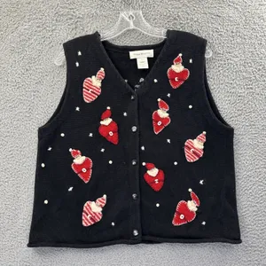 Vintage Susan Bristol Christmas Knit Sweater Vest Holiday Ugly Women's Medium‎ thumbnail 1