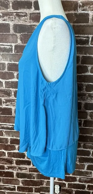 Midnight Velvet Women’s Blouse Layered Sleeveless Blue Size Large thumbnail 1