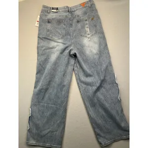 Red Bottoms Women High Waisted Relaxed Straight Rhinestone‎ Bow Jeans 16 (34x30) thumbnail 2