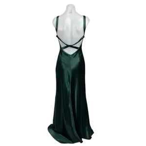 Lulus Melora Emerald Green Silk Satin Sleeveless Mermaid Prom Maxi Dress Size S thumbnail 4