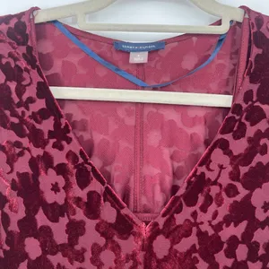Tommy Hilfiger Burnout Velvet Dress Sz 6 Whimsigoth Burgundy Sheer Romantic Goth thumbnail 4