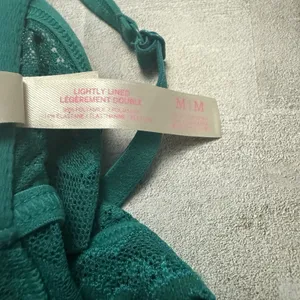 Victoria's Secret‎ PINK Green Lace Bralette Lightly Lined Stretch Size M EUC thumbnail 6