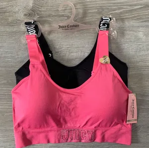 NWT Logo 2 Piece Hot Pink & Black Sports Bra Set thumbnail 1
