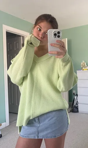Lime Green Aerie Oversized Sweater thumbnail 1