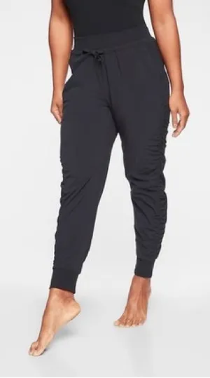 Athleta‎ Attitude Black Drawstring Ruched Joggers thumbnail 1