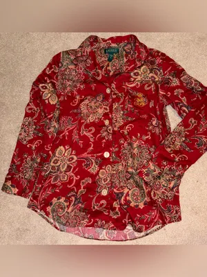 LRL Ralph Lauren Pajama Set Womens M Paisley Floral Old‎ Money Comfort Cozy thumbnail 2
