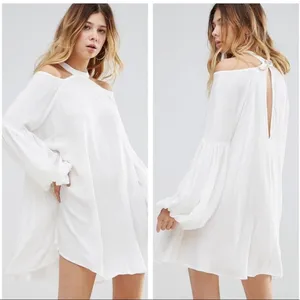 Free People Drift Away White Cold Shoulder Balloon Sleeves Tunic Dress Medium thumbnail 14