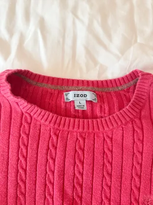 IZOD Hot Pink Corded Crewneck Sweater Size Large thumbnail 3