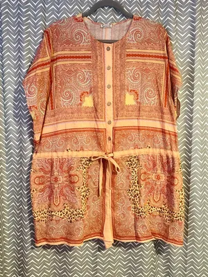 Free People Intimately | Paisley Leopard Print Short Sleeve Romper, size S thumbnail 2