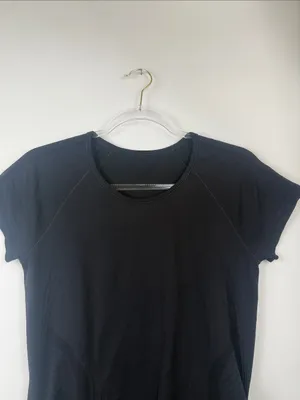 Athleta Speedlight Athletic Seamless Black Tee T-shirt Short Sleeve Ruched M thumbnail 3