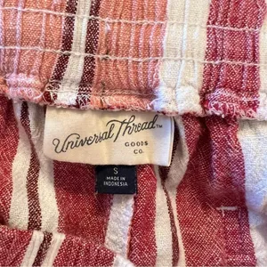 Universal Threads Women's Size Small Shorts White Red Peach Stripes Pockets Linen thumbnail 11