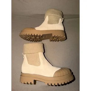 Sam Edelman Steele Oat‎ Suede Knit Cuff Combat Boots Women's, Size 7M, NIB thumbnail 2