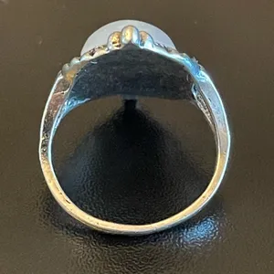 Oval simulated opal silver plated ring size 5.25 thumbnail 4