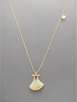 Betsey Johnson Necklace with Dress Pendant and Pearl thumbnail 1