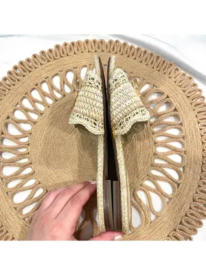 Sam Edelman Bambi Raffia Buckle Slide Sandal Tan Buttercup Size 6.5 thumbnail 8