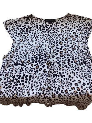 Sanctuary Black & White Leopard-Spot V-Neck Cap Sleeve Top thumbnail 10