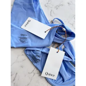 NWT Quince Light Blue Italian Demi Bikini Top & High Leg Bottom Set Size Small thumbnail 3