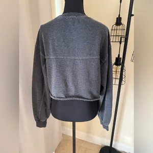 Garage LA Cropped Sweatshirt Charcoal Pink Graphic California XS thumbnail 5