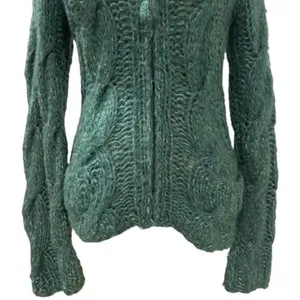 Anthropologie Sleeping‎ on Snow Green Knit Wool Blend Zipup Jacket Cabin Cozy S thumbnail 4