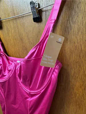 Popilush Shapewear Sculpting Satin Bustier Mini Dress Pink Medium NEW NWT thumbnail 9
