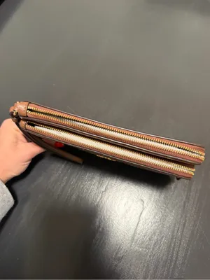 Brand New Coach Brown Signature Canvas Wristlet with Leather Trim thumbnail 2