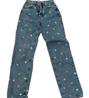 Pacsun blue floral high waisted jeans thumbnail 1