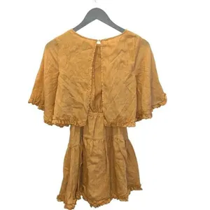 Princess Polly Astro Mini Dress Mustard Gold Yellow Textured Tiered Ruffle‎ Size thumbnail 6