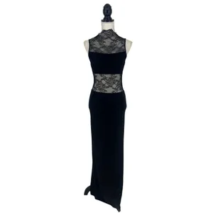 Alice + Olivia Nichol Lace Panel Sleeveless Maxi‎ Dress Black Size 6 NWT thumbnail 2