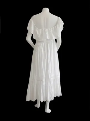 MAJORELLE White Selvaggia Midi Dress Tiered Ruffle Off The Shoulder Size Medium thumbnail 11