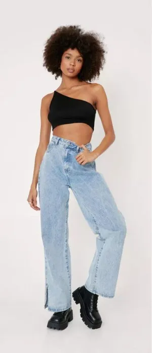 Nasty‎ Gal One Shoulder Crop Top Womens US Size 4 Black thumbnail 1