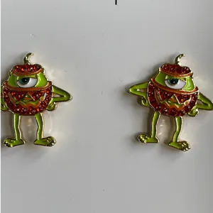 Disney Pixar BaubleBar Monsters Inc Mike Wazowski Pumpkin Costume Earrings NEW thumbnail 2
