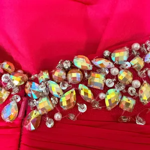 Mac Duggal Hot Pink Feather Mini Dress Beaded Sequin Strapless Prom Party Size 0 thumbnail 15