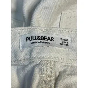 Pull & Bear Women's White High Rise Raw Hem Wide Leg Baggy Denim Jeans Size 4 thumbnail 4