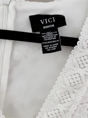 Vici Dolls White Lace Bell Sleeve Mini Dress Size Medium thumbnail 2